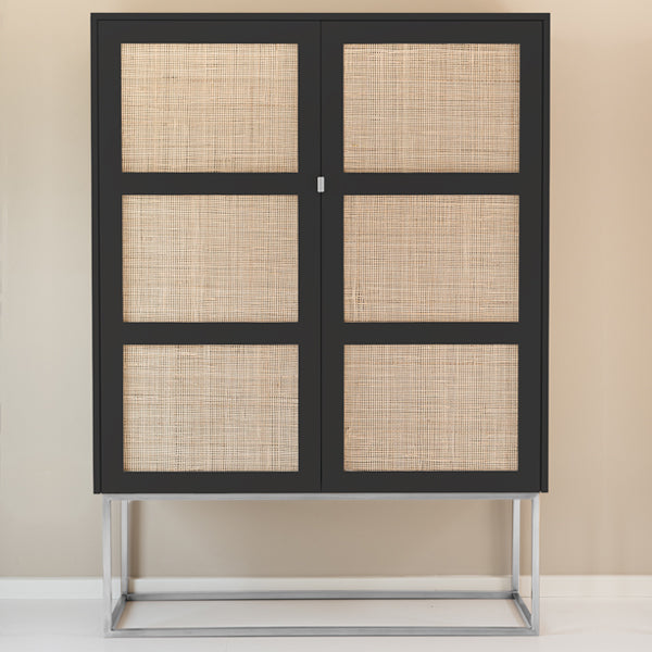 BESTA CANE CLOSED WEAVE TALL CABINET